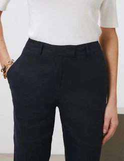 Hot Sale 🛒 JAEGER Pure Linen Straight Leg Trousers ✔️ -Women's Holiday Shop Sales SD 08 T97 7315A F0 X EC 4