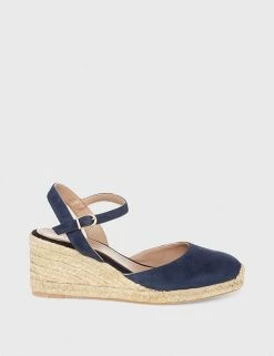 Budget 🌟 HOBBS 🩴 Sandals Suede Buckle Wedge Espadrilles 😍