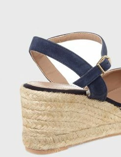 Budget 🌟 HOBBS 🩴 Sandals Suede Buckle Wedge Espadrilles 😍 -Women's Holiday Shop Sales SD 10 T83 1289 F0 X EC 4