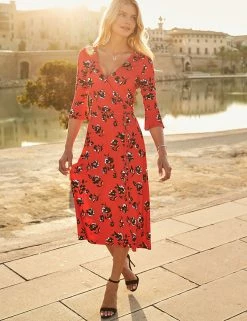 Flash Sale 👍 SOSANDAR 👗 Dresses Jersey Floral V-Neck Midaxi Wrap 👗 Dress 🌟