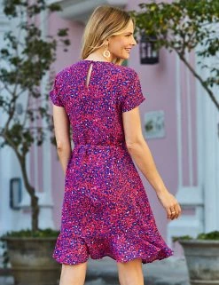 Deals 😉 SOSANDAR 👗 Dresses Animal Print Tie Front Mini Shift 👗 Dress ✨ -Women's Holiday Shop Sales SD 10 T83 2384 B4 X EC 3