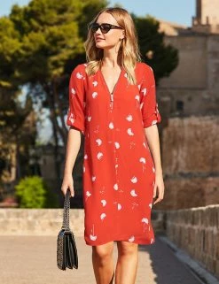 Flash Sale 🔥 SOSANDAR 👗 Dresses Floral V-Neck Knee Length Shift 👗 Dress 🔔