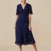 Promo 😍 Finery London 👗 Dresses Polka Dot Short Sleeve Midi Tea 👗 Dress 🌟