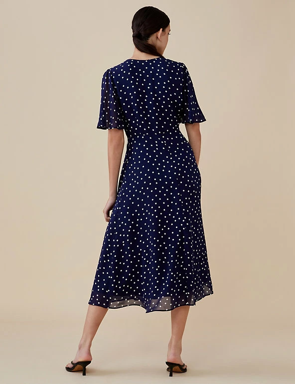 Promo 😍 Finery London 👗 Dresses Polka Dot Short Sleeve Midi Tea 👗 Dress 🌟 4 Promo 😍 Finery London 👗 Dresses Polka Dot Short Sleeve Midi Tea 👗 Dress 🌟 - Image 4