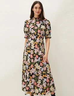 Wholesale ✔️ Phase Eight 👗 Dresses Floral Puff Sleeve Midaxi Tea 👗 Dress 👏 -Women's Holiday Shop Sales SD 10 T83 5404 Y4 X EC 1