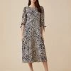 Best Sale 😀 Finery London 👗 Dresses Zebra Print Puff Sleeve Midi Tea 👗 Dress ❤️
