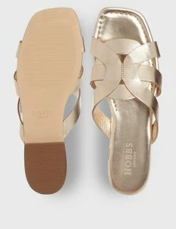 Top 10 🌟 HOBBS Leather Metallic Strappy Flat 🩴 Sandals 😉 -Women's Holiday Shop Sales SD 10 T83 5882 S0 X EC 1