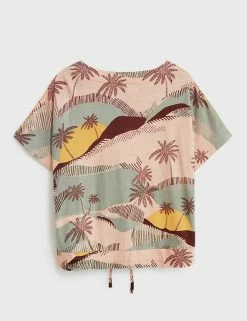 Top 10 😍 White Stuff 👕 Shirts & Blouses Linen Rich Printed Short Sleeve Blouse 🌟 -Women's Holiday Shop Sales SD 10 T83 6370 A4 X EC 3