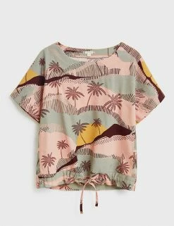 Top 10 😍 White Stuff 👕 Shirts & Blouses Linen Rich Printed Short Sleeve Blouse 🌟