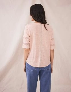 Top 10 🤩 White Stuff 👕 Shirts & Blouses Pure Linen Round Neck 3/4 Sleeve Blouse 😉 -Women's Holiday Shop Sales SD 10 T83 6372 A0 X EC 1