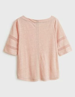 Top 10 🤩 White Stuff 👕 Shirts & Blouses Pure Linen Round Neck 3/4 Sleeve Blouse 😉 -Women's Holiday Shop Sales SD 10 T83 6372 A0 X EC 3