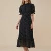Hot Sale 🥰 Finery London 👗 Dresses Polka Dot High Neck Midi Tea 👗 Dress 🤩