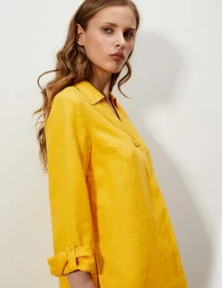 Brand new 🌟 JAEGER 👗 Dresses Pure Linen V-Neck Knee Length Shift 👗 Dress 🥰 -Women's Holiday Shop Sales SD 10 T97 6319C BR X EC 2