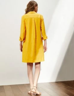 Brand new 🌟 JAEGER 👗 Dresses Pure Linen V-Neck Knee Length Shift 👗 Dress 🥰 -Women's Holiday Shop Sales SD 10 T97 6319C BR X EC 4