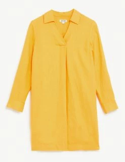 Brand new 🌟 JAEGER 👗 Dresses Pure Linen V-Neck Knee Length Shift 👗 Dress 🥰 -Women's Holiday Shop Sales SD 10 T97 6319C BR X EC 90