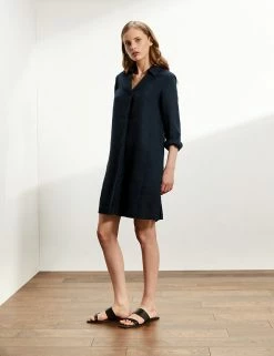 Brand new 🌟 JAEGER 👗 Dresses Pure Linen V-Neck Knee Length Shift 👗 Dress 🥰 -Women's Holiday Shop Sales SD 10 T97 6319C F0 X EC 1