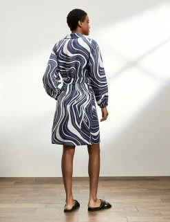 Hot Sale 🔥 JAEGER 👗 Dresses Pure Linen Printed V-Neck Smock 👗 Dress 🌟 -Women's Holiday Shop Sales SD 10 T97 6329C E0 X EC 3