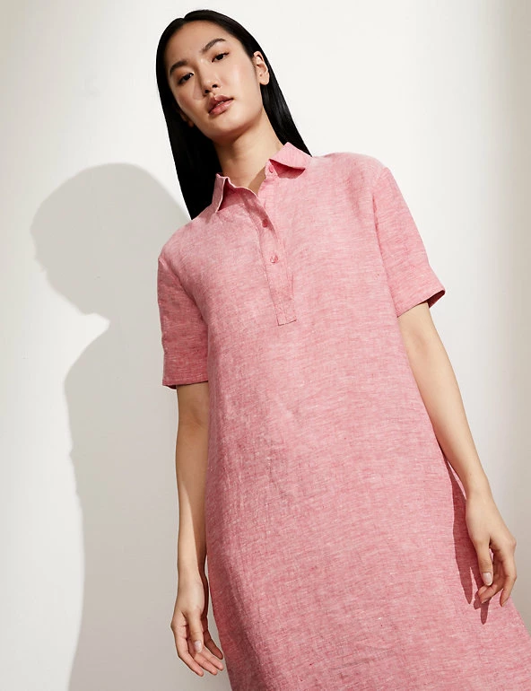 Cheapest โค๏ธ JAEGER ๐ Dresses Pure Linen Textured Maxi ๐ Shirt ๐ Dress โ 1 Cheapest โค๏ธ JAEGER ๐ Dresses Pure Linen Textured Maxi ๐ Shirt ๐ Dress โ