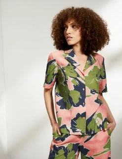 Wholesale 👍 JAEGER Pyjamas Pure Linen Leaf Print 👕 Shirt 🔥