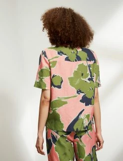 Wholesale 👍 JAEGER Pyjamas Pure Linen Leaf Print 👕 Shirt 🔥 -Women's Holiday Shop Sales SD 10 T97 6535C A4 X EC 3