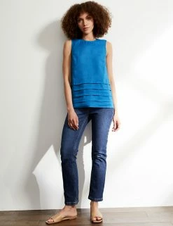 Discount 🔥 JAEGER 👕 Shirts & Blouses Pure Linen Layered Sleeveless Blouse ⭐ -Women's Holiday Shop Sales SD 10 T97 6547C E5 X EC 1