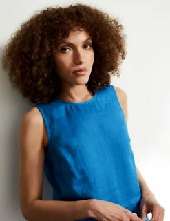 Discount 🔥 JAEGER 👕 Shirts & Blouses Pure Linen Layered Sleeveless Blouse ⭐ -Women's Holiday Shop Sales SD 10 T97 6547C E5 X EC 2