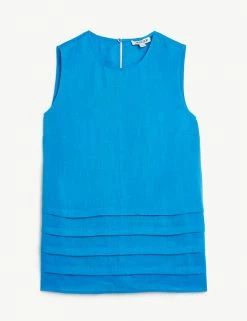 Discount 🔥 JAEGER 👕 Shirts & Blouses Pure Linen Layered Sleeveless Blouse ⭐ -Women's Holiday Shop Sales SD 10 T97 6547C E5 X EC 90