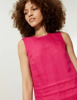 Discount 🔥 JAEGER 👕 Shirts & Blouses Pure Linen Layered Sleeveless Blouse ⭐ -Women's Holiday Shop Sales SD 10 T97 6547C IE X EC 2