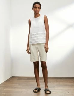 Discount 🔥 JAEGER 👕 Shirts & Blouses Pure Linen Layered Sleeveless Blouse ⭐ -Women's Holiday Shop Sales SD 10 T97 6547C Z0 X EC 1