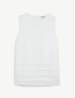 Discount 🔥 JAEGER 👕 Shirts & Blouses Pure Linen Layered Sleeveless Blouse ⭐ -Women's Holiday Shop Sales SD 10 T97 6547C Z0 X EC 90