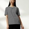 Buy 🌟 JAEGER Tops Cotton Rich Striped Short Sleeve Top 🥰