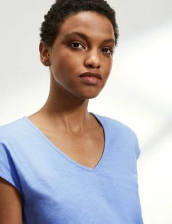 Top 10 👏 JAEGER T-shirts Pure Cotton V-Neck Short Sleeve T-Shirt ⭐ -Women's Holiday Shop Sales SD 10 T97 6823C E0 X EC 2