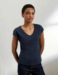 Top 10 👏 JAEGER T-shirts Pure Cotton V-Neck Short Sleeve T-Shirt ⭐ -Women's Holiday Shop Sales SD 10 T97 6823C F0 X EC 0