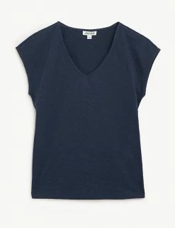 Top 10 👏 JAEGER T-shirts Pure Cotton V-Neck Short Sleeve T-Shirt ⭐ -Women's Holiday Shop Sales SD 10 T97 6823C F0 X EC 90