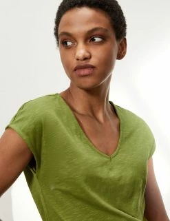 Top 10 👏 JAEGER T-shirts Pure Cotton V-Neck Short Sleeve T-Shirt ⭐ -Women's Holiday Shop Sales SD 10 T97 6823C J0 X EC 2