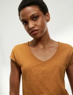 Top 10 👏 JAEGER T-shirts Pure Cotton V-Neck Short Sleeve T-Shirt ⭐ -Women's Holiday Shop Sales SD 10 T97 6823C MH X EC 2