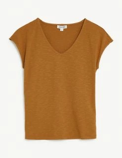 Top 10 👏 JAEGER T-shirts Pure Cotton V-Neck Short Sleeve T-Shirt ⭐ -Women's Holiday Shop Sales SD 10 T97 6823C MH X EC 90