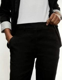 Hot Sale 🛒 JAEGER Pure Linen Straight Leg Trousers ✔️ -Women's Holiday Shop Sales SD 10 T97 7315A Y0 X EC 2